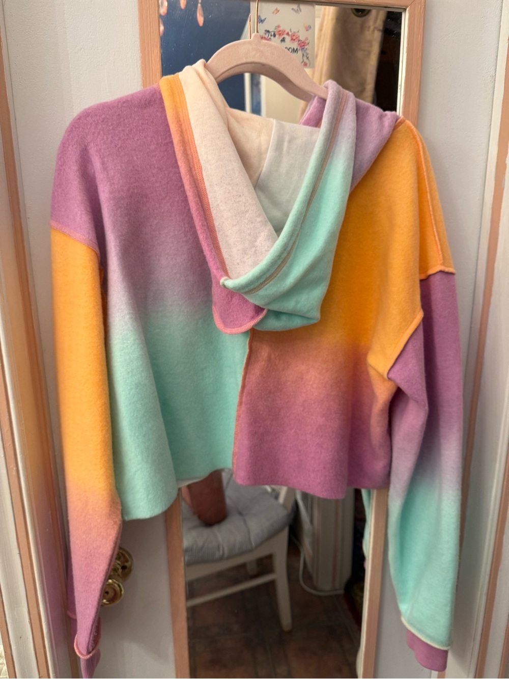 wild fable Pastel Ombre Cropped Hoodie - Yellow, Pink, Mint - Picture 4 of 7